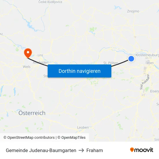 Gemeinde Judenau-Baumgarten to Fraham map
