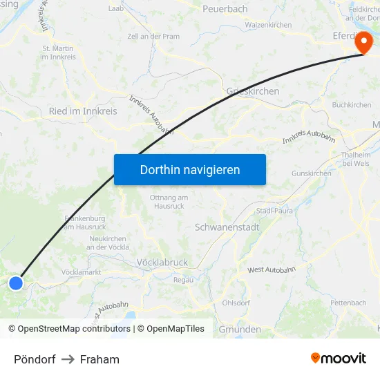 Pöndorf to Fraham map