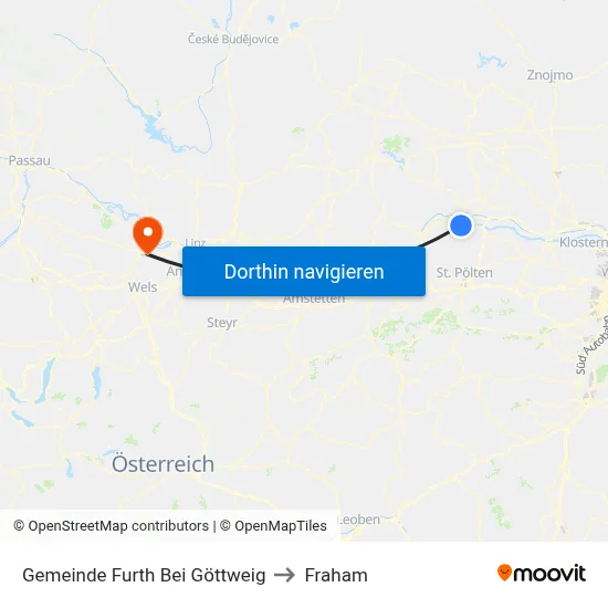 Gemeinde Furth Bei Göttweig to Fraham map