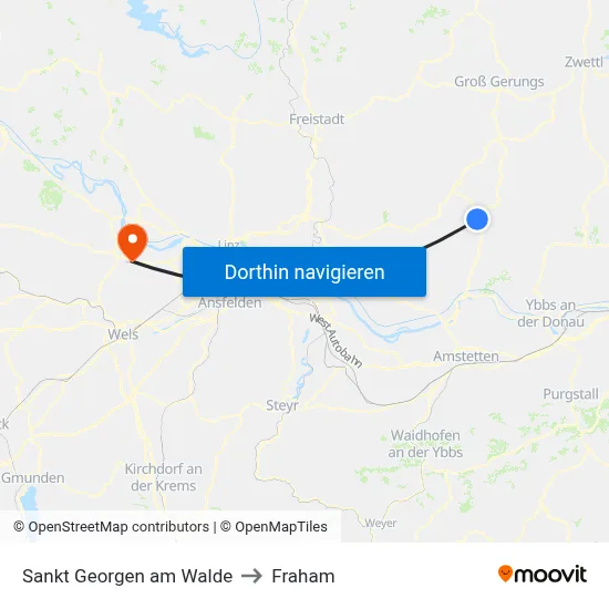 Sankt Georgen am Walde to Fraham map