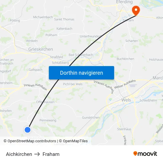 Aichkirchen to Fraham map