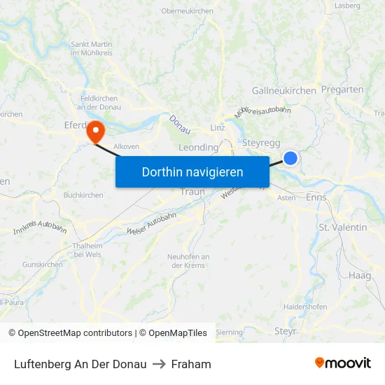 Luftenberg An Der Donau to Fraham map