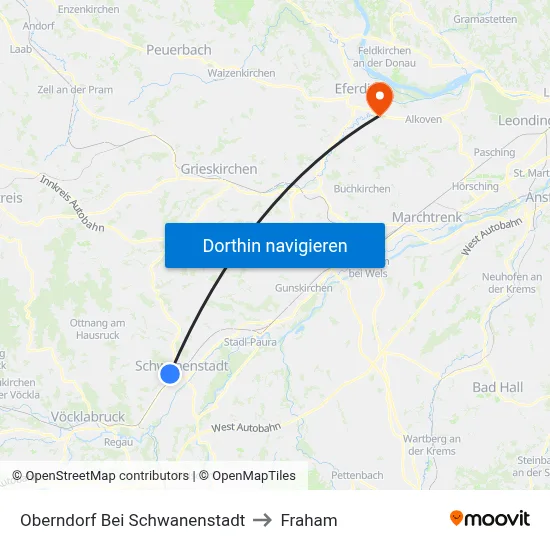 Oberndorf Bei Schwanenstadt to Fraham map