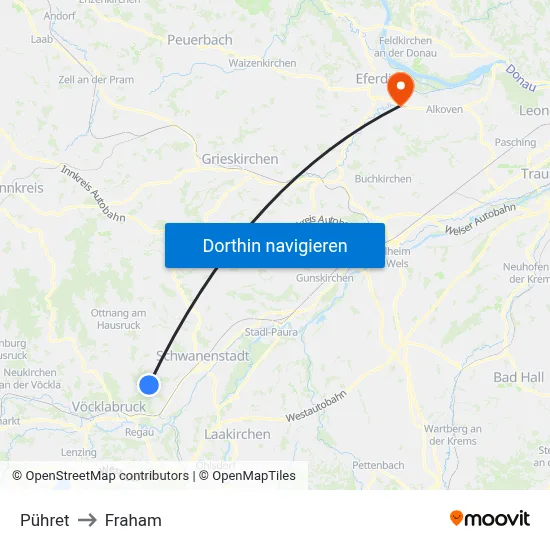 Pühret to Fraham map