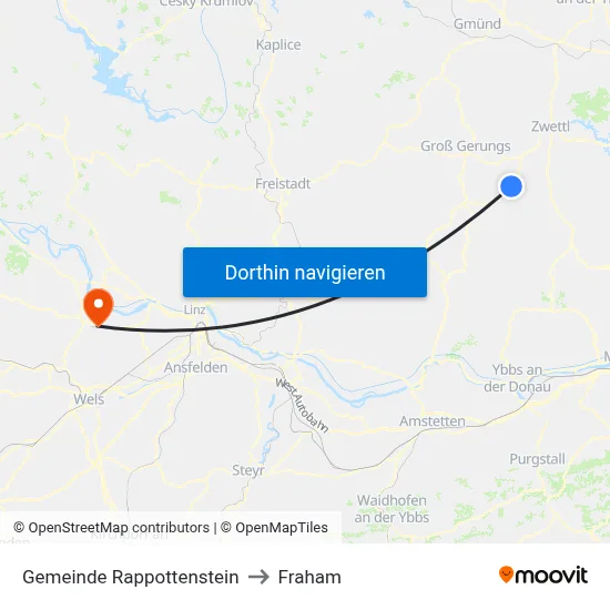 Gemeinde Rappottenstein to Fraham map