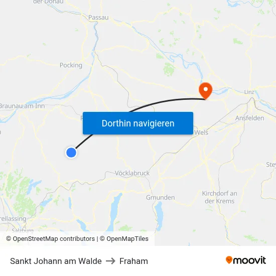 Sankt Johann am Walde to Fraham map