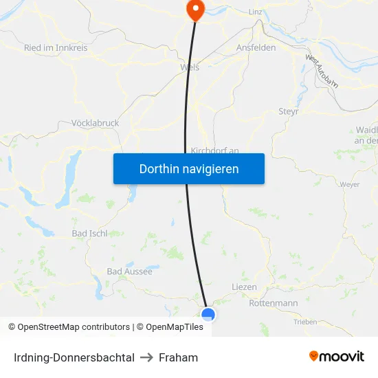 Irdning-Donnersbachtal to Fraham map