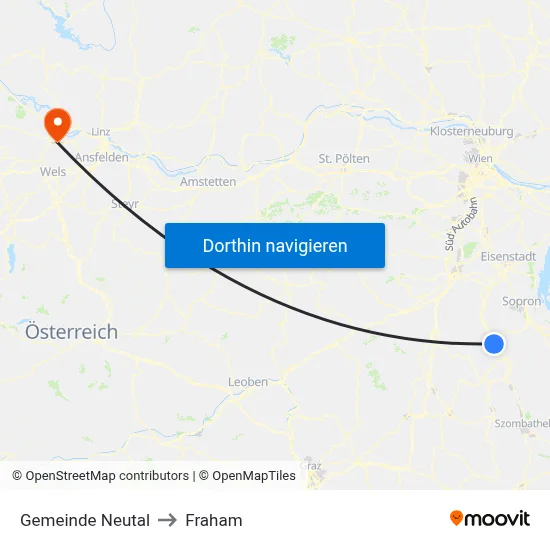 Gemeinde Neutal to Fraham map
