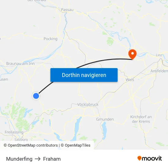 Munderfing to Fraham map