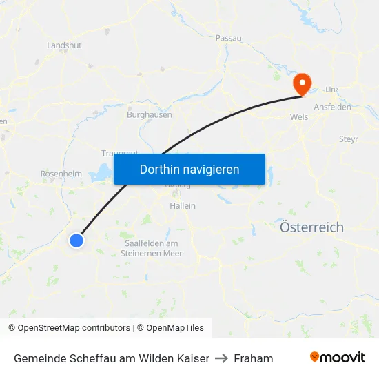 Gemeinde Scheffau am Wilden Kaiser to Fraham map
