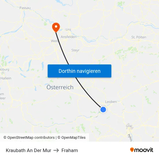 Kraubath An Der Mur to Fraham map