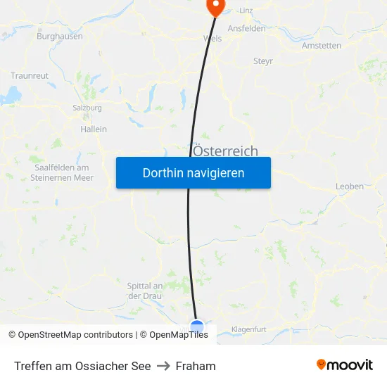 Treffen am Ossiacher See to Fraham map