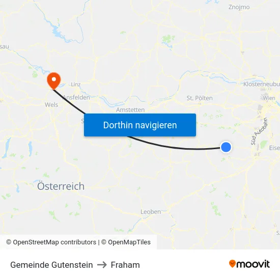 Gemeinde Gutenstein to Fraham map
