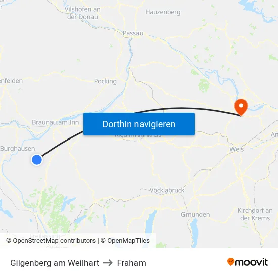 Gilgenberg am Weilhart to Fraham map