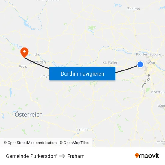 Gemeinde Purkersdorf to Fraham map