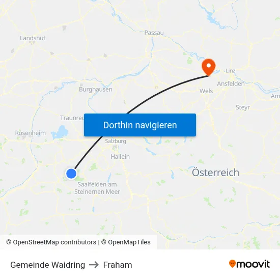 Gemeinde Waidring to Fraham map