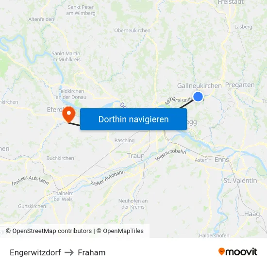 Engerwitzdorf to Fraham map