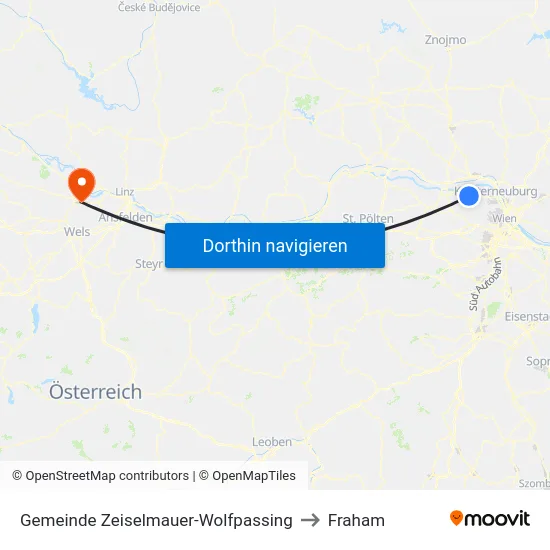 Gemeinde Zeiselmauer-Wolfpassing to Fraham map