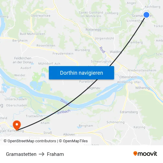 Gramastetten to Fraham map