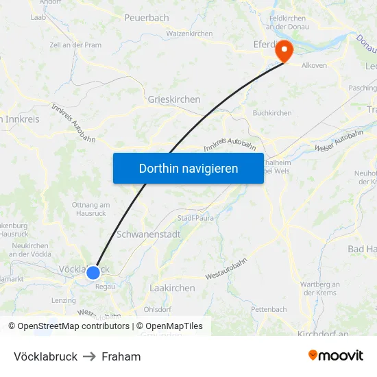 Vöcklabruck to Fraham map