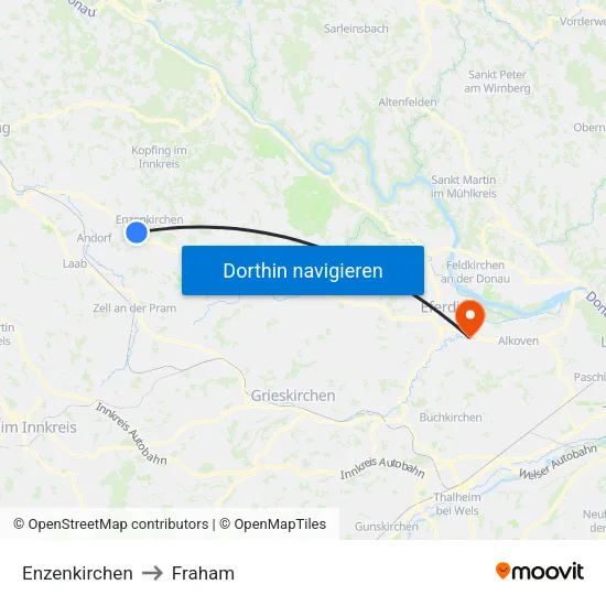 Enzenkirchen to Fraham map