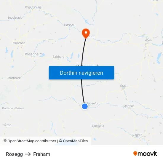 Rosegg to Fraham map