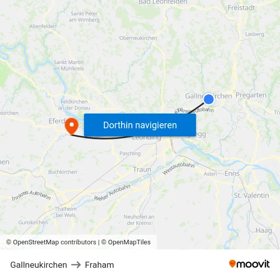 Gallneukirchen to Fraham map