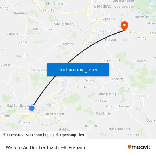 Wallern An Der Trattnach to Fraham map
