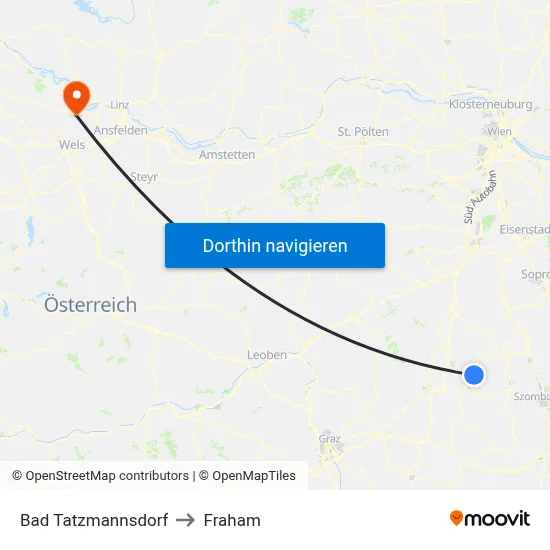 Bad Tatzmannsdorf to Fraham map