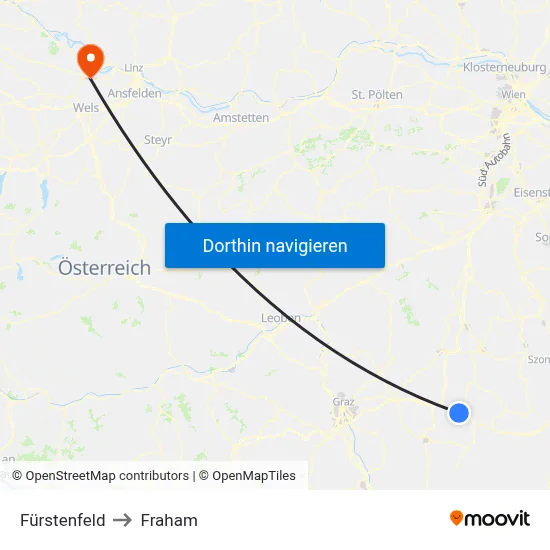 Fürstenfeld to Fraham map