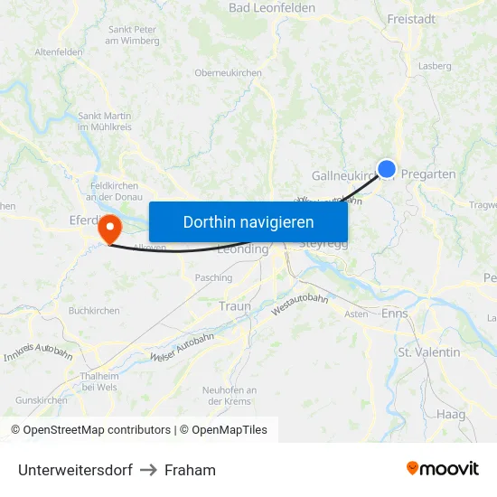 Unterweitersdorf to Fraham map