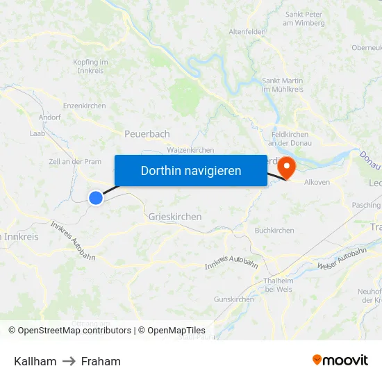 Kallham to Fraham map