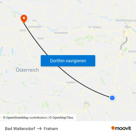 Bad Waltersdorf to Fraham map