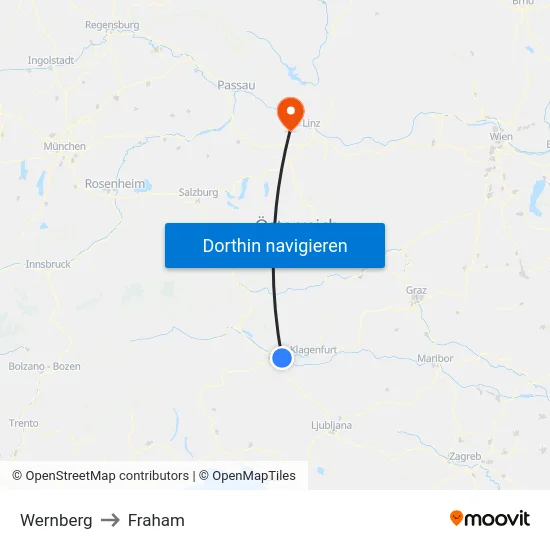 Wernberg to Fraham map