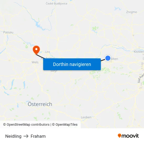 Neidling to Fraham map