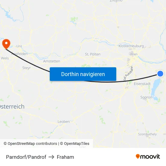 Parndorf/Pandrof to Fraham map