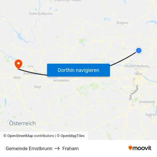 Gemeinde Ernstbrunn to Fraham map