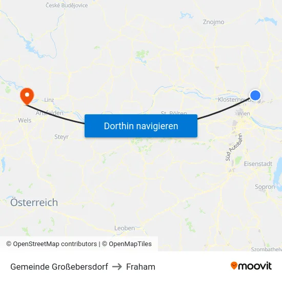 Gemeinde Großebersdorf to Fraham map