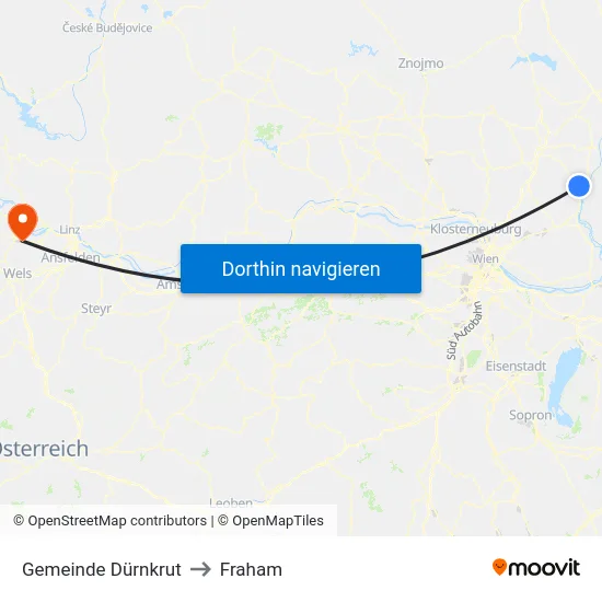 Gemeinde Dürnkrut to Fraham map