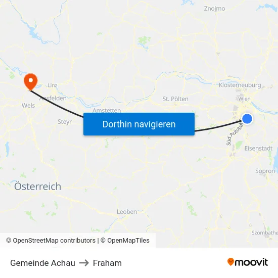 Gemeinde Achau to Fraham map