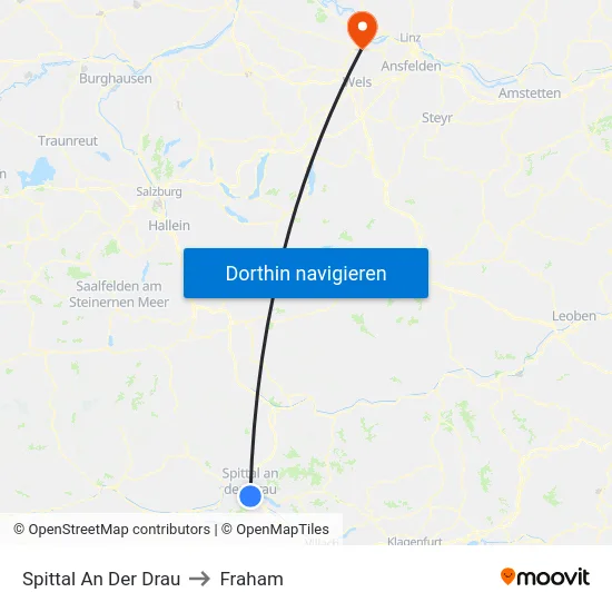 Spittal An Der Drau to Fraham map