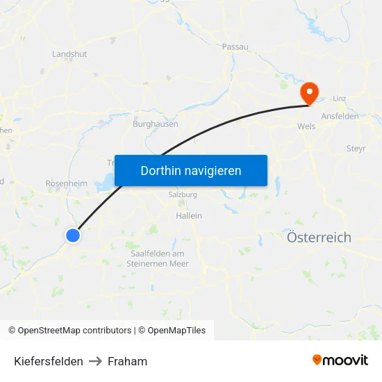 Kiefersfelden to Fraham map