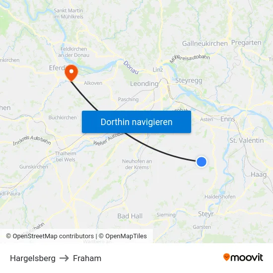 Hargelsberg to Fraham map