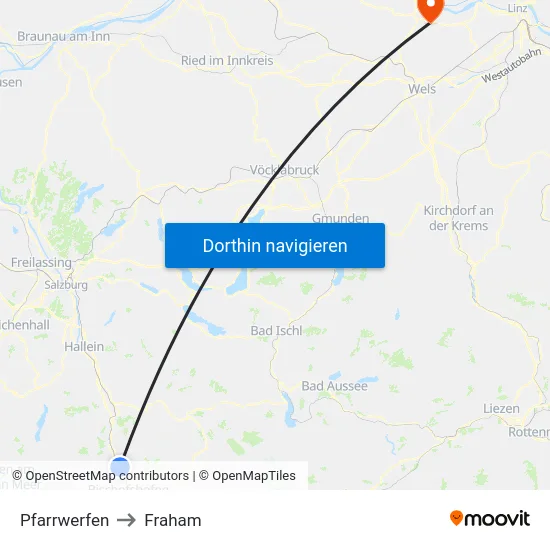 Pfarrwerfen to Fraham map