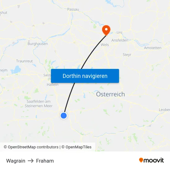 Wagrain to Fraham map