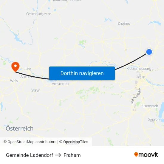 Gemeinde Ladendorf to Fraham map