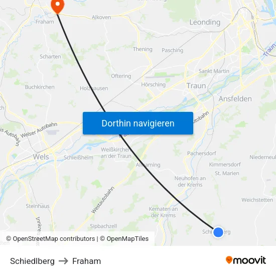Schiedlberg to Fraham map