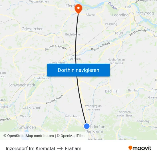 Inzersdorf Im Kremstal to Fraham map