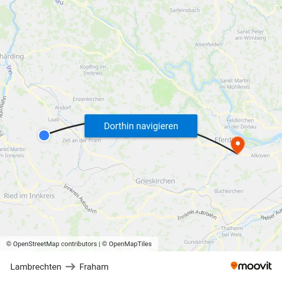 Lambrechten to Fraham map