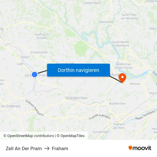Zell An Der Pram to Fraham map
